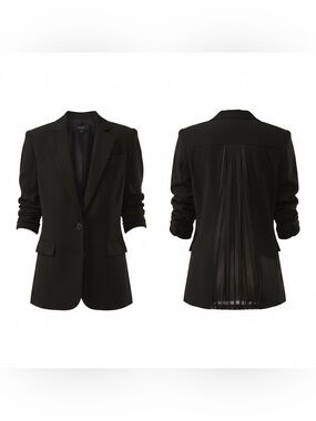 Alice+Olivia Eon sheer back panel black blazer XS